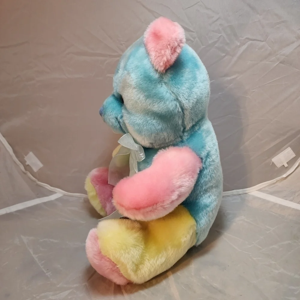 Unlimited Trading Group Multicolored Pastel Colorblock Teddy Bear Stuffed Plush